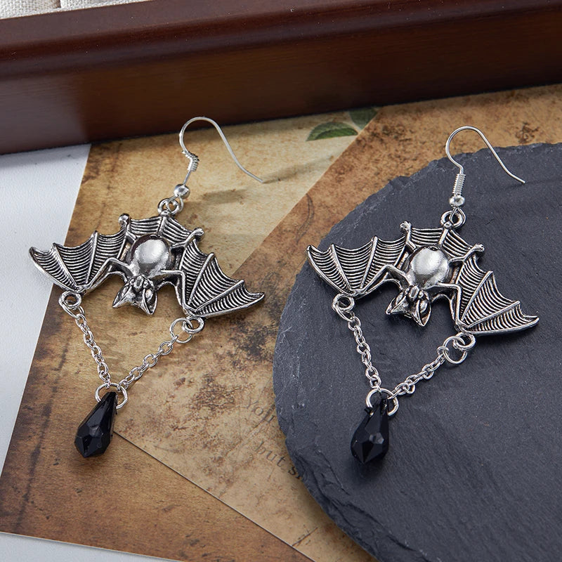 Gothic Bat Wing Drop Earrings | Crystal Drops | 3 Styles