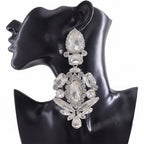 Crystal Dangle Drop Earrings | Clip-On | Oversized