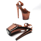 Clear Platform Ankle Strap Sandals 20cm - Peep Toe High Heels for Pole Dance