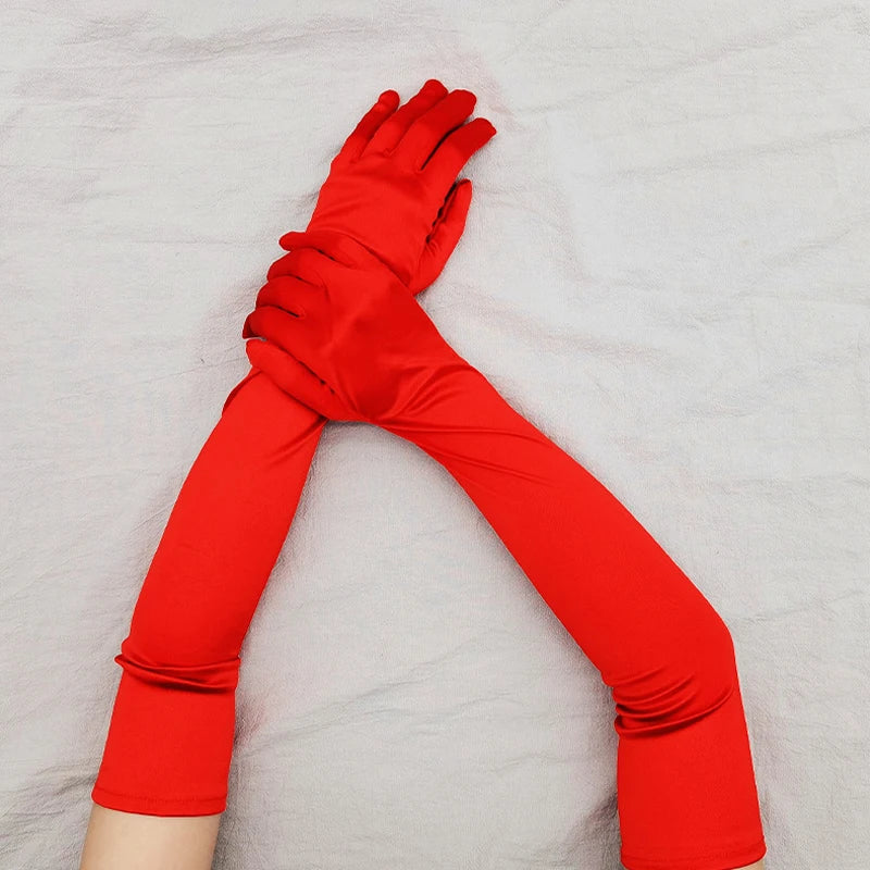 Elbow-Length Satin Gloves | Stagewear