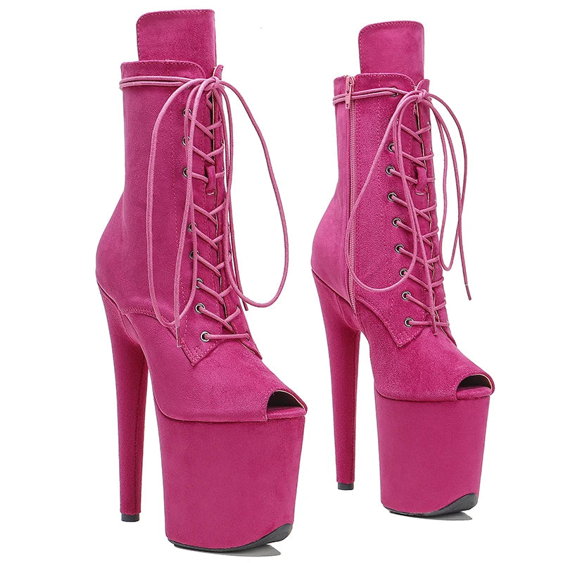 8-Inch Suede Open-Toe Platform Boots