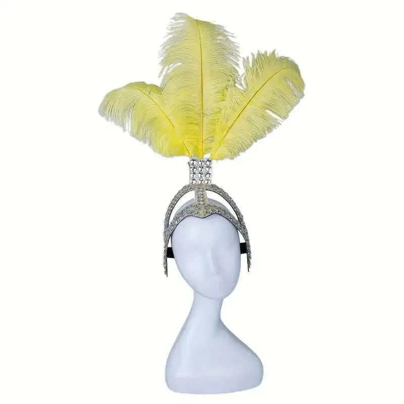 Rhinestone Showgirl Headpiece | Ostrich Feather Plume | 10 Colours | Adjustable
