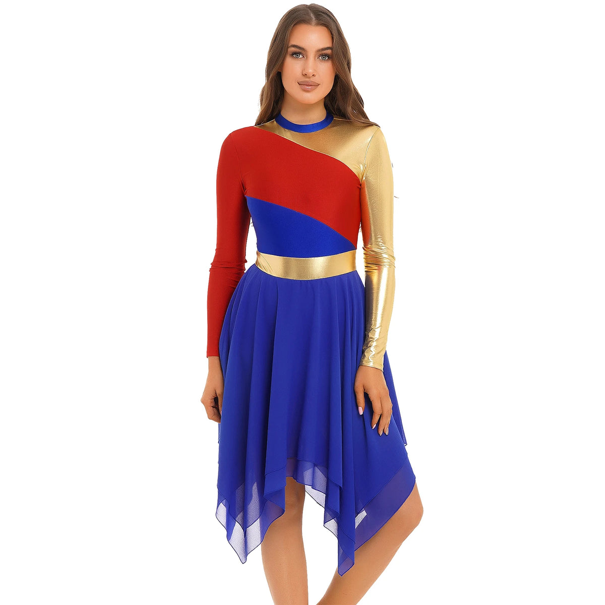 Color Block Dance Dress | Asymmetric Hem | Built-In Briefs