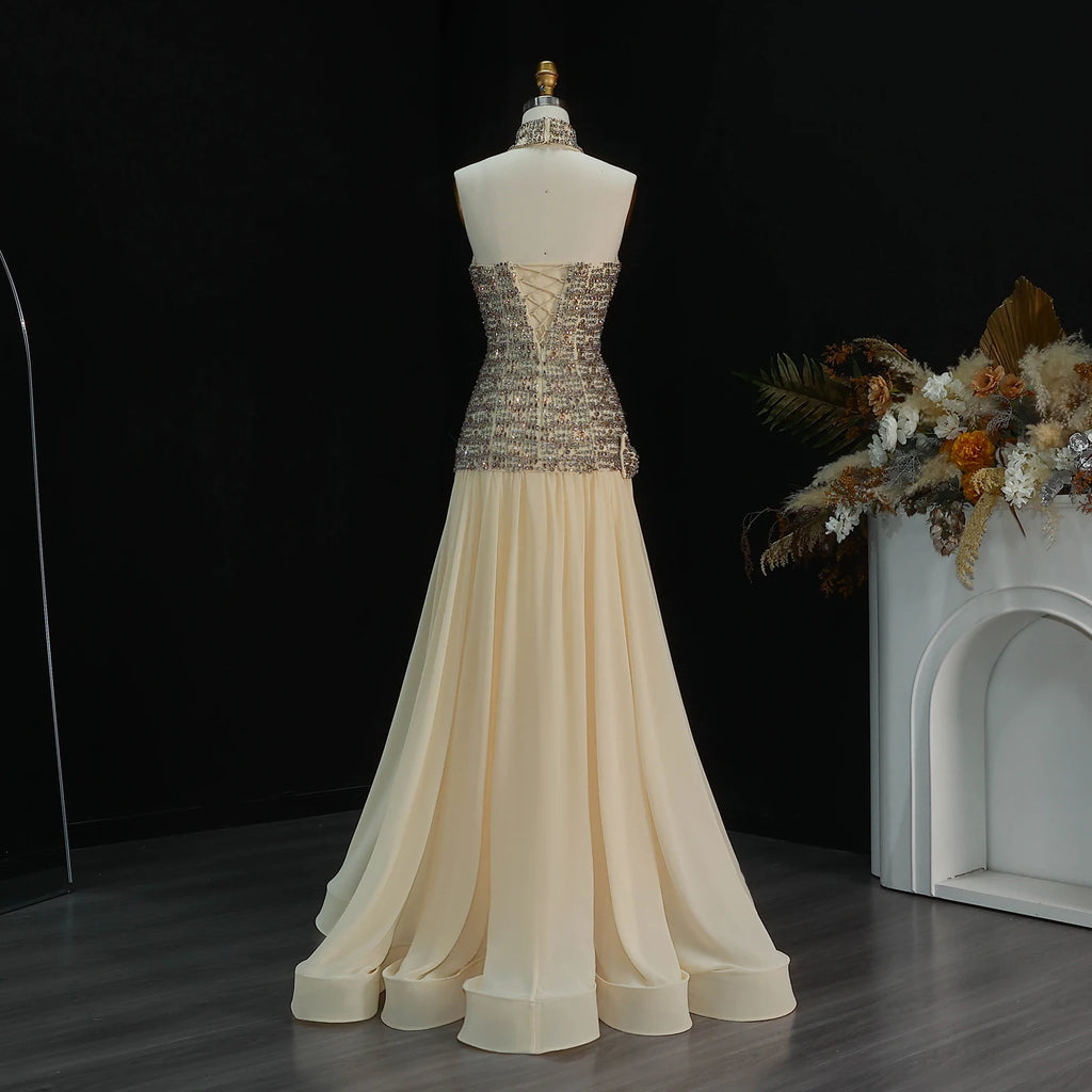 Beaded Sequin Bow Gown | Sweetheart A-Line | Floor-Length