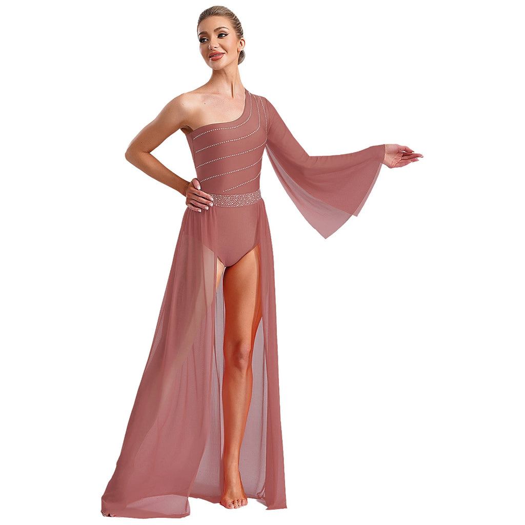 Lyrical Dance Dress | One-Shoulder Rhinestones