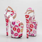 Red Lips Print 8-Inch Platform Pole Dance Sandals
