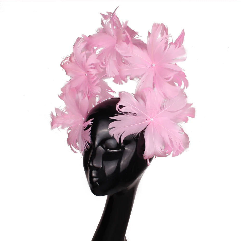 Feather Flower Headdress | Stage & Bridal Headpiece | 16 Colors