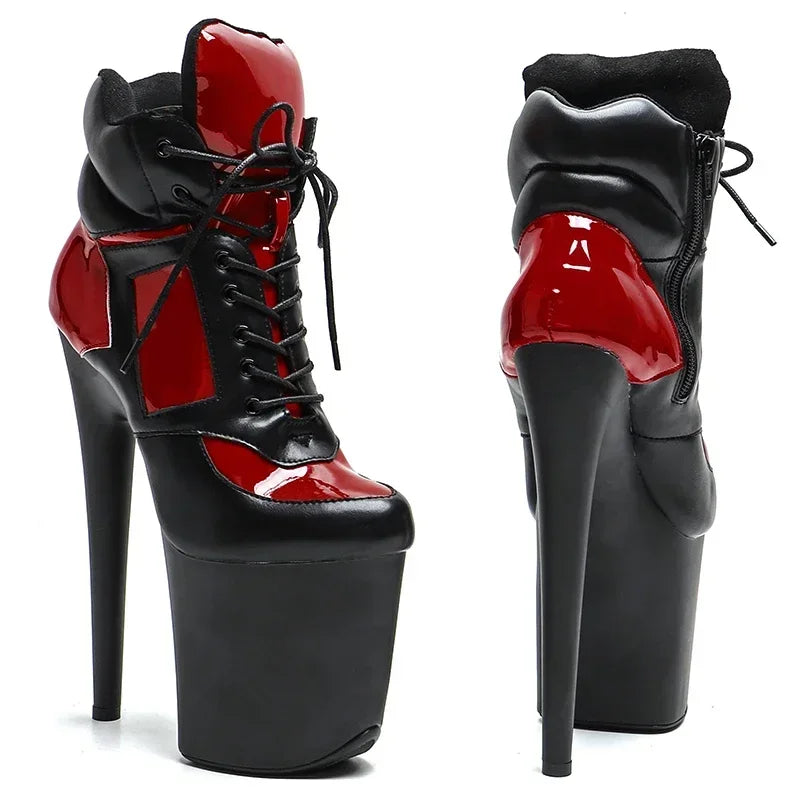 8-Inch Patent Ankle Boots - Lace-Up Dance Boots