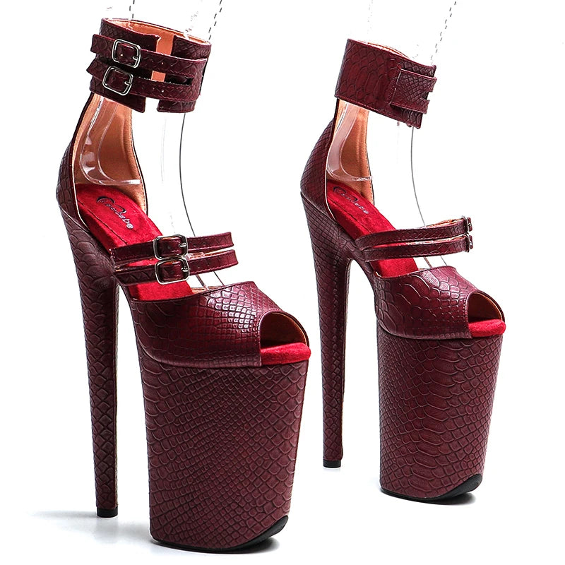 9-Inch Snake Print Open-Toe Platform Sandals - High Heel Performance Shoes