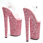 23cm Clear Platform Pole Dance Sandals - 9 Inch High Heels with Glitter