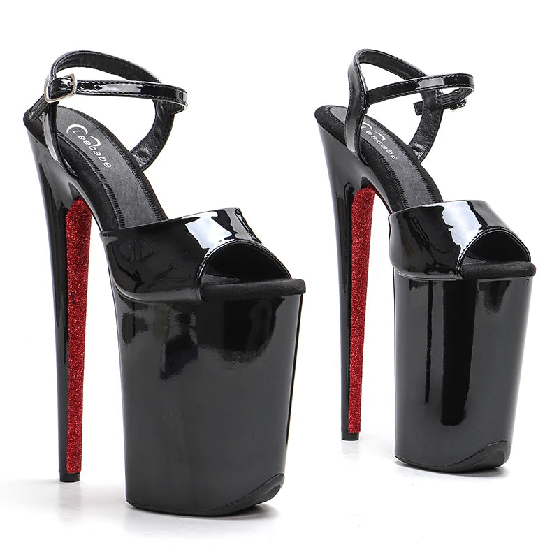 23CM Patent Glitter Platform Pole Dance Heels - 9 Inch High Heel Performance Sandals