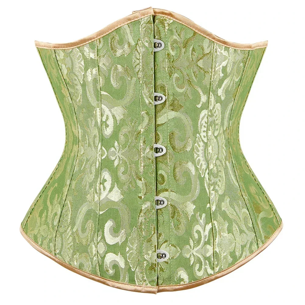 Floral Jacquard Underbust Corset | Front Busk | Boned