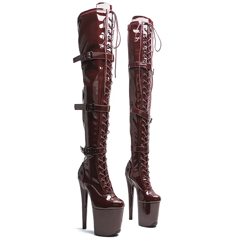 Patent Leather Thigh-High Boots 20cm - Platform Pole Dance Boots