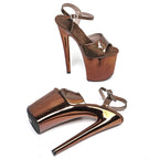 20CM Platform Sandals - Shiny 8 Inch High Heel Pole Dance Shoes