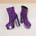 Platform Ankle Boots | Sequin Sparkle