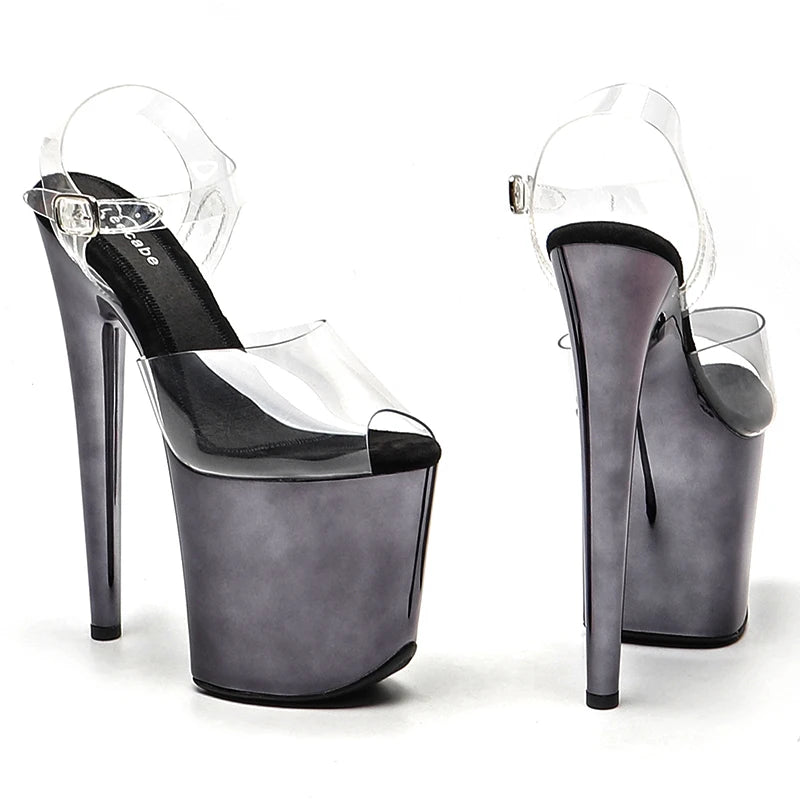 20CM Clear Platform Pole Dance Heels - 8 Inch High Heel Lucite Performance Sandals