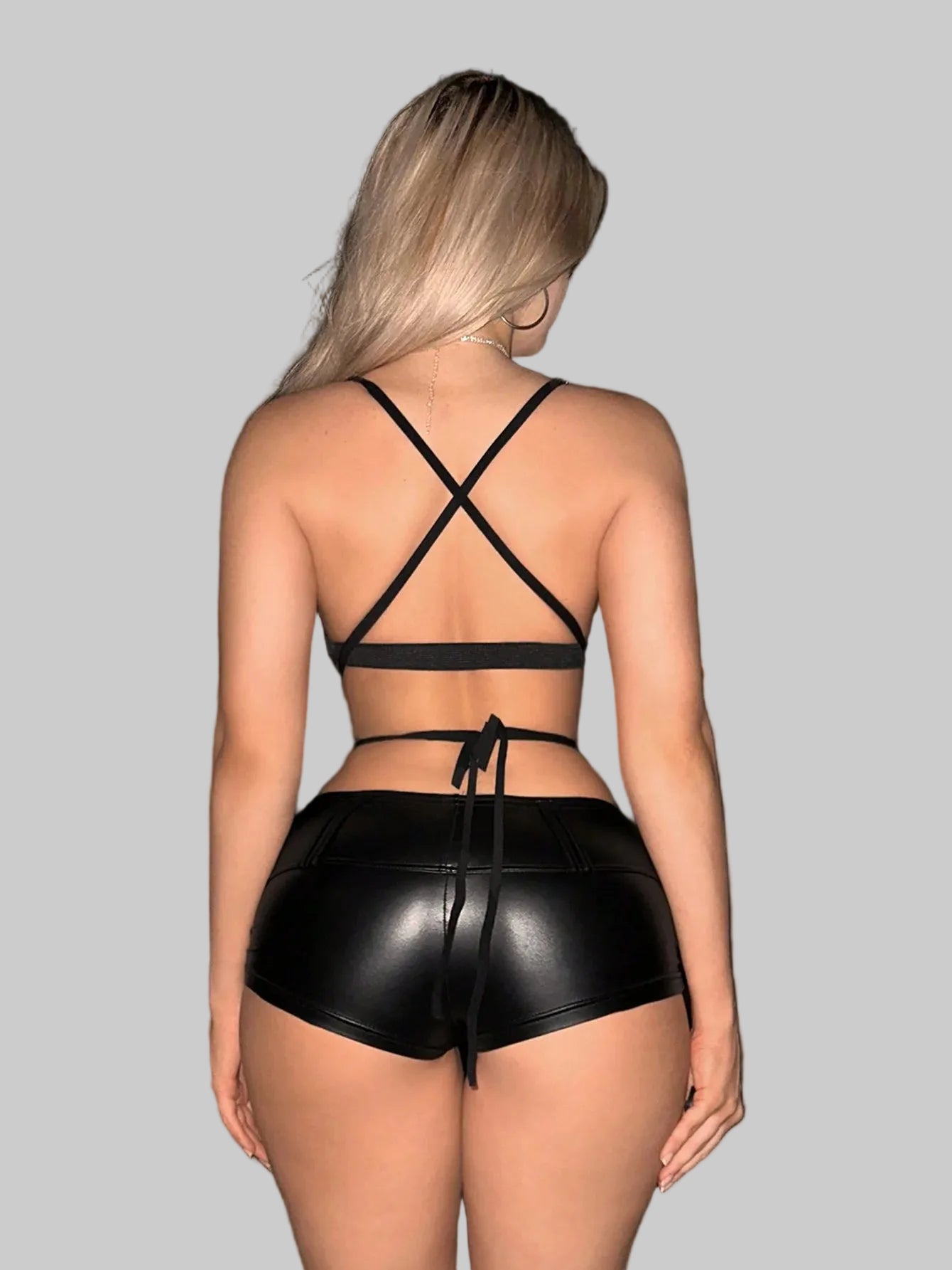Rhinestone Mesh Bikini Crop Top - Sheer Backless Festival Tank