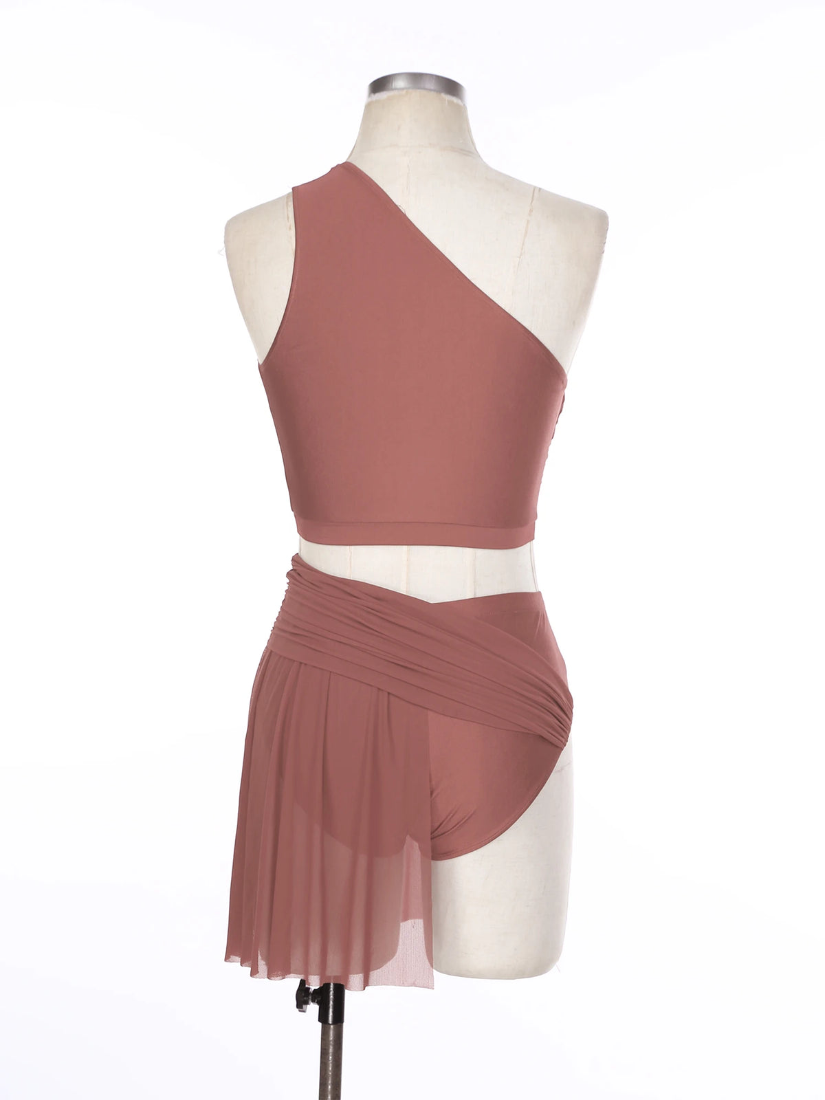 One Shoulder Rhinestone Dance Set | Crop Top & Skirted Brief