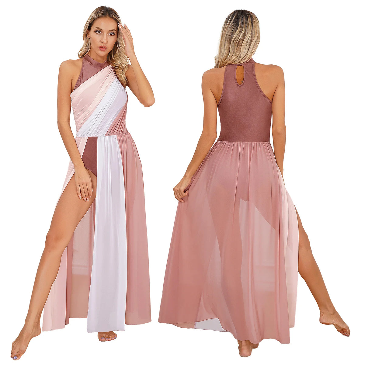 Moonlit Split-Skirt Lyrical Dance Leotard Dress