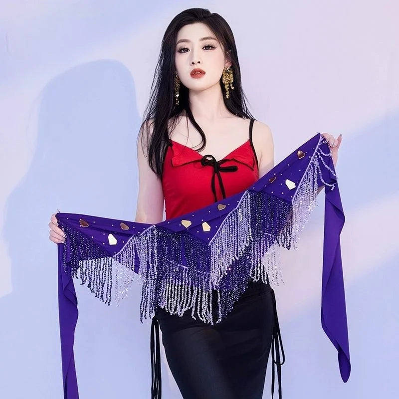Belly Dance Hip Scarf | Beaded Tassel Wrap
