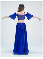Belly Dance Costume | Sequin Mesh Top & Long Skirt Set