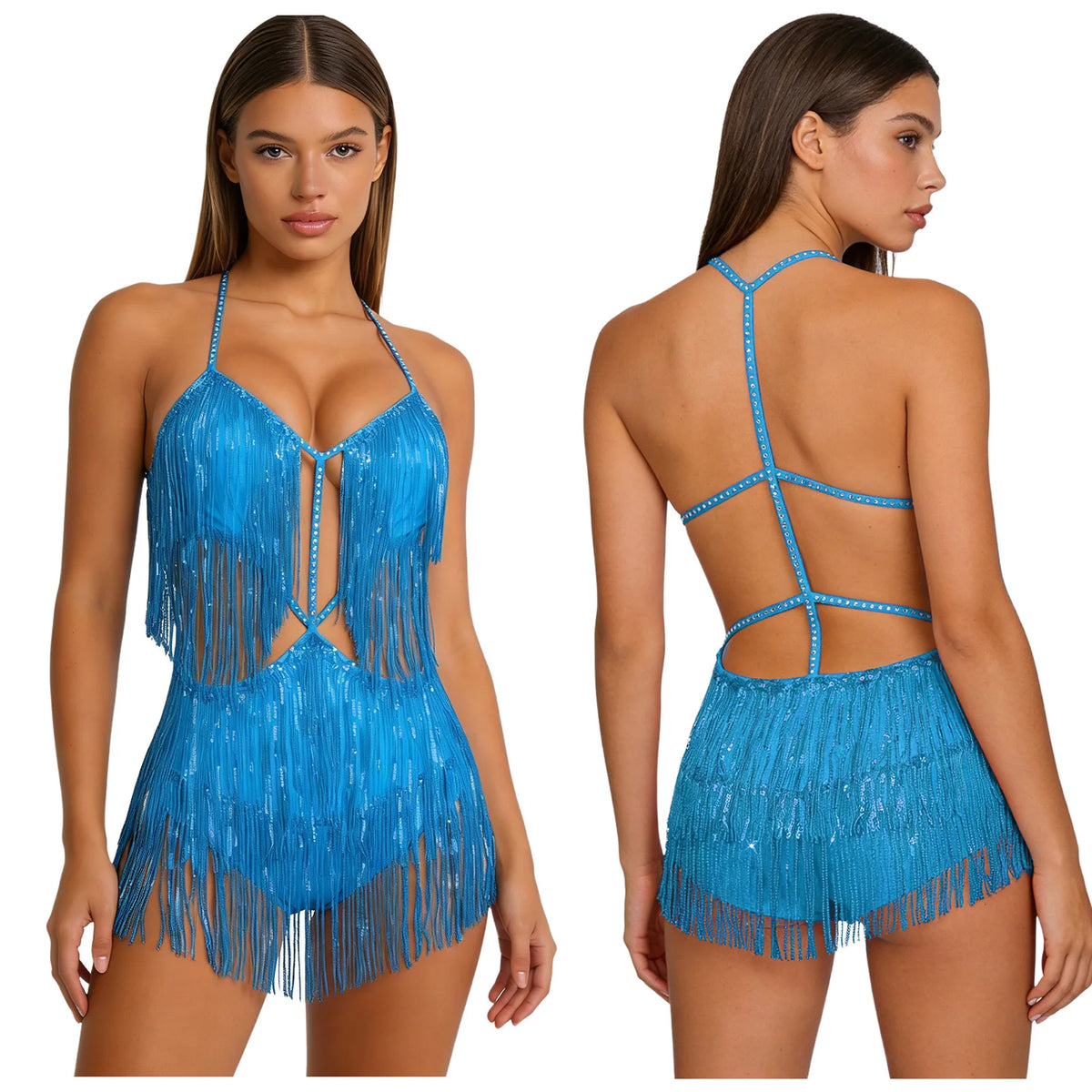 Starlight Tassel Sequin Latin Dance Bodysuit