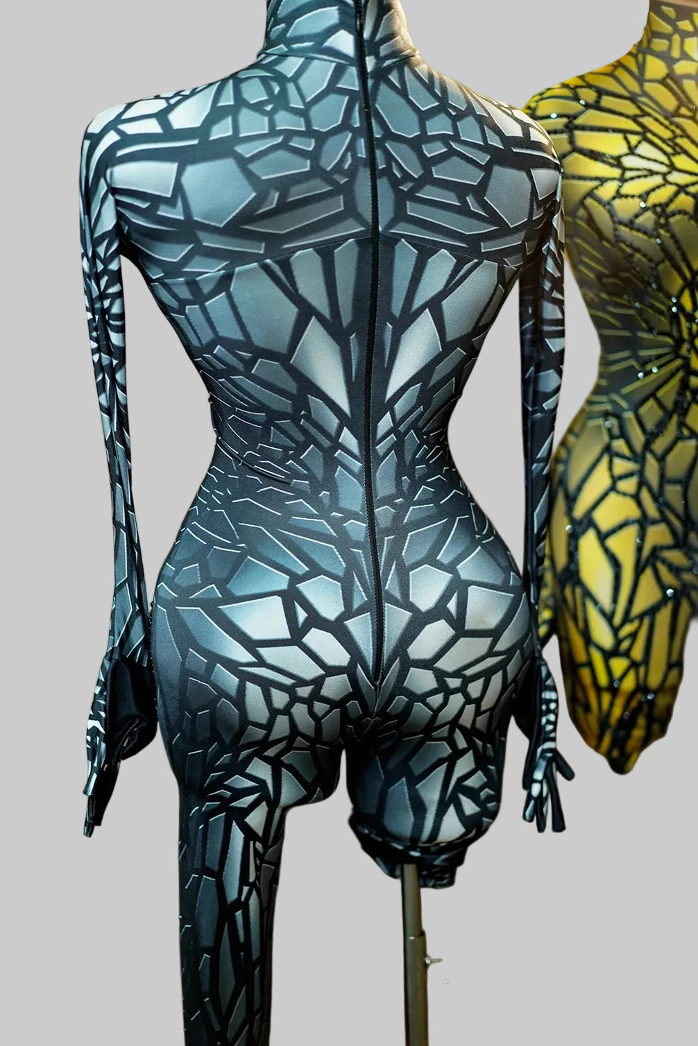 Rayon Glitter Rhinestones Stretch Jumpsuit — Premium Stagewear