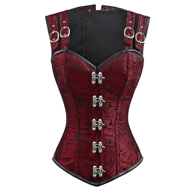 Steampunk Gothic Overbust Corset | Steel Boned Jacquard | S–XXL