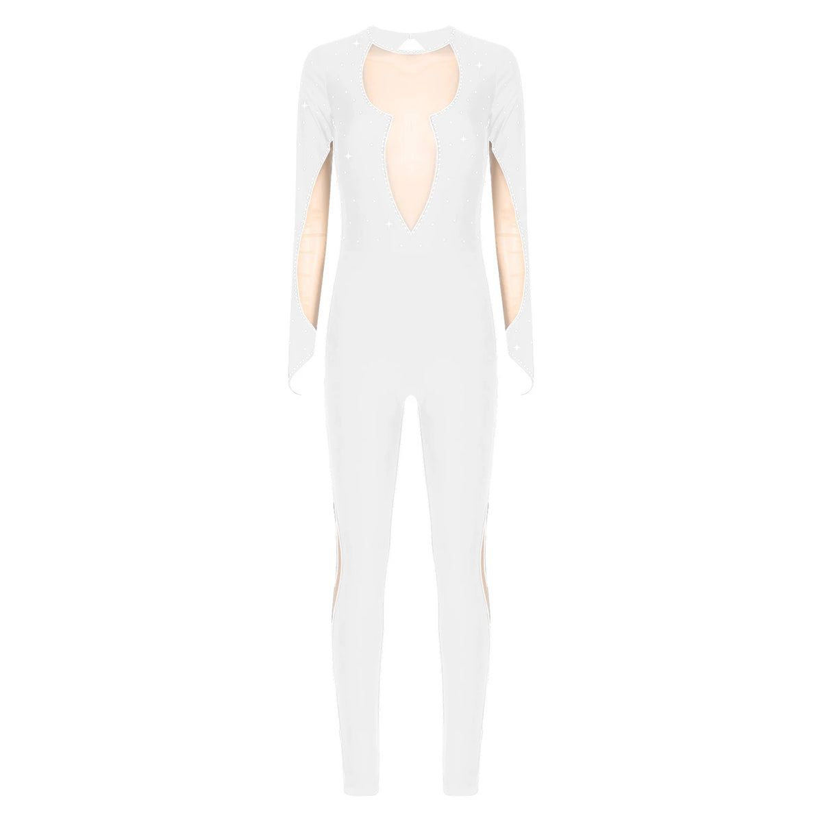 Rhinestone Jumpsuit | Color Block | Long Sleeve