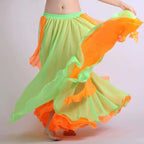 Two-Color Chiffon Belly Dance Skirt - Double Layer Ruffle