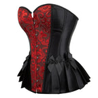 Brocade Overbust Corset | Peplum Ruffle | Steampunk & Burlesque | XS–7XL