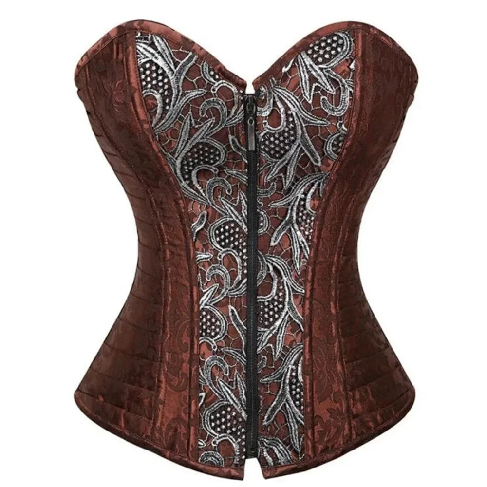 Brocade Corset Dress | Gothic Steampunk | Hi-Lo Ruffle Skirt | Plus Size