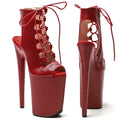 9-Inch Snake Print Ankle Boots - Open Toe Platform Dance Boots