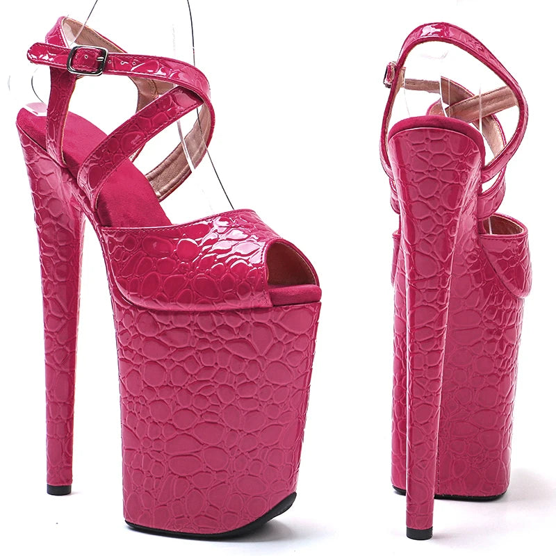 Stone Pattern Platform Sandals - 23cm Pole Dance Heels