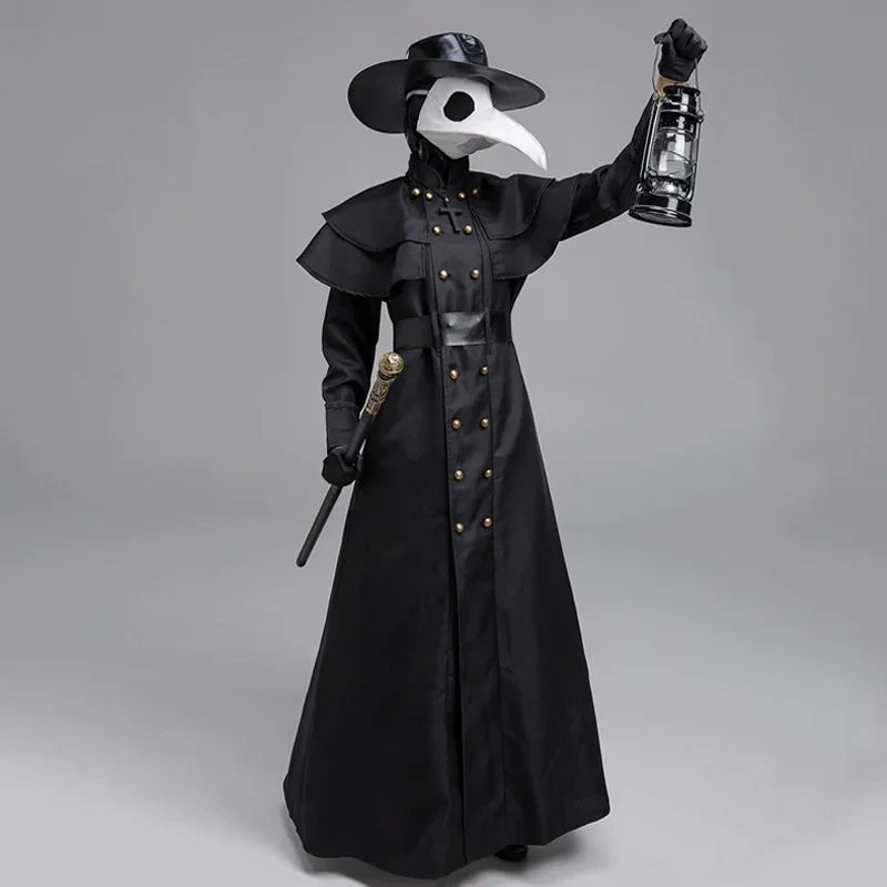 Plague Doctor Hooded Robe Costume | Medieval Cloak | S–5XL