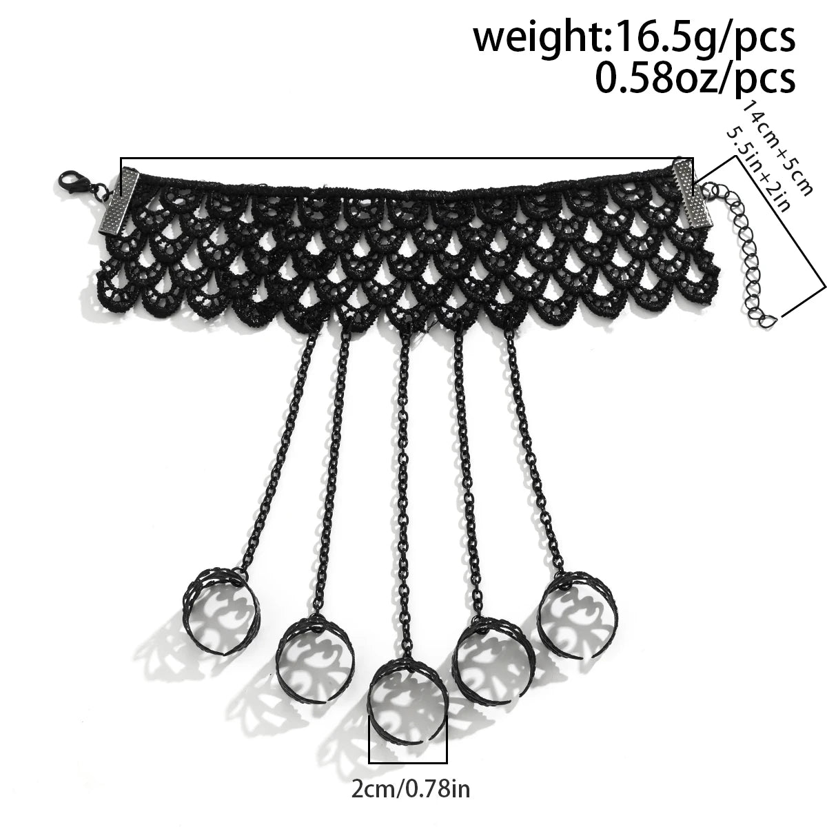 Lace Hand Harness | Black Chains