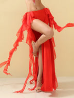 Belly Dance Skirt | Double-Slit Ruffles