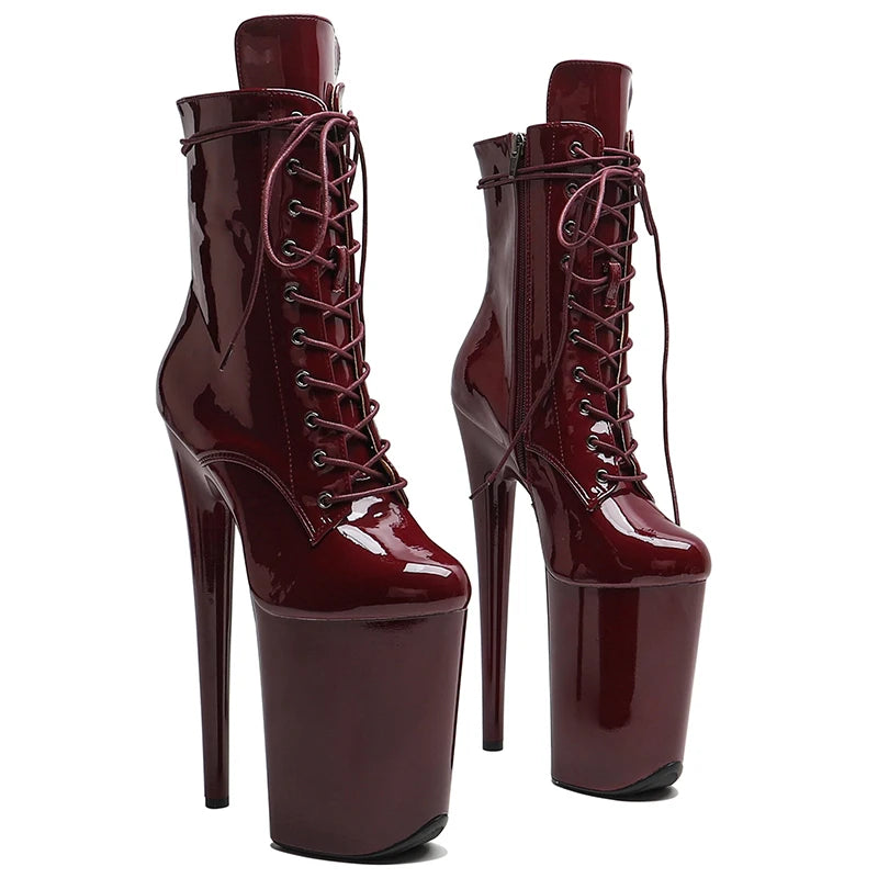 9-Inch Patent Platform Ankle Boots - High Heel Performance Boots