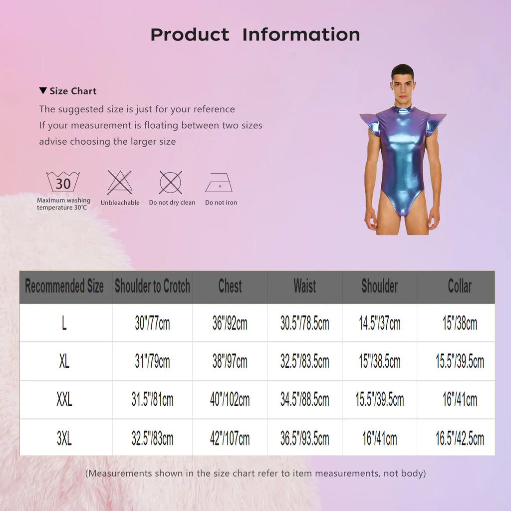 Men's Metallic Bodysuit | Zip Front