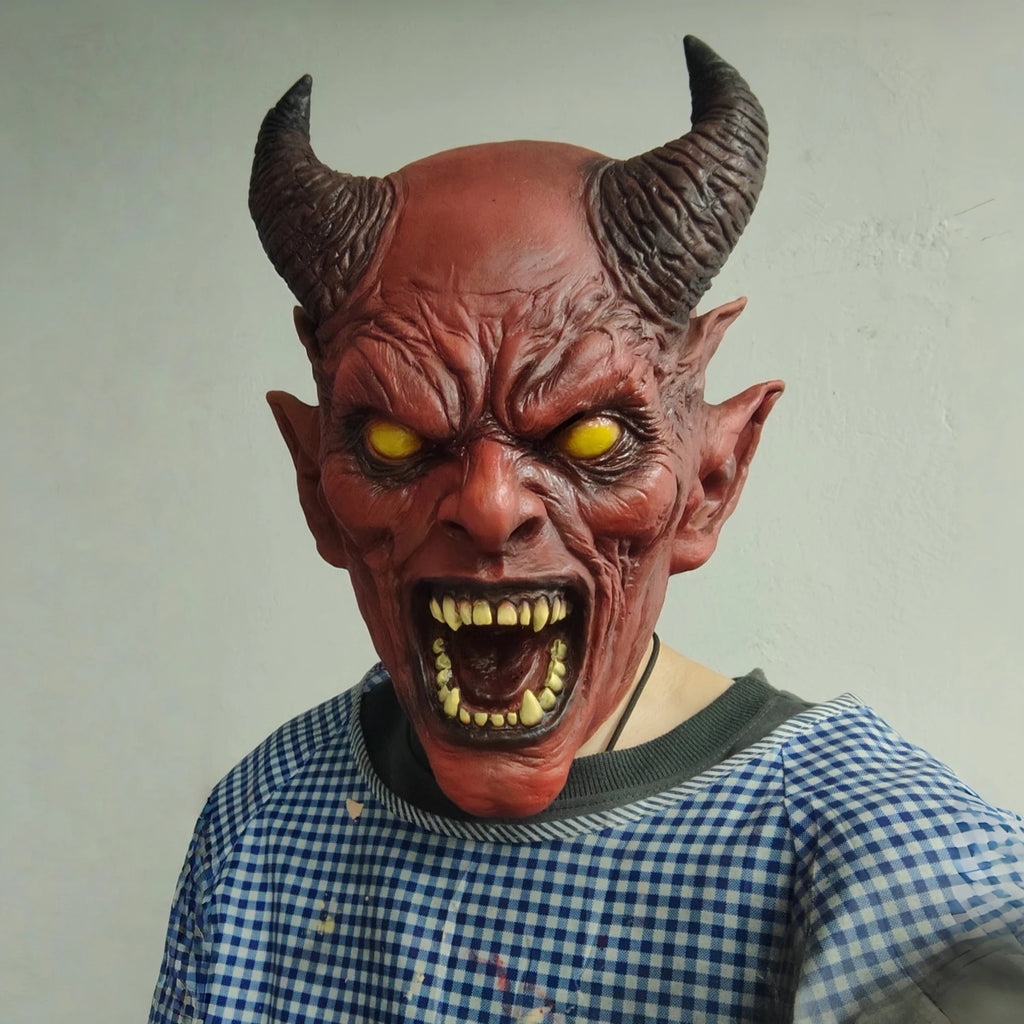 Horned Demon Mask | Red Horror Face
