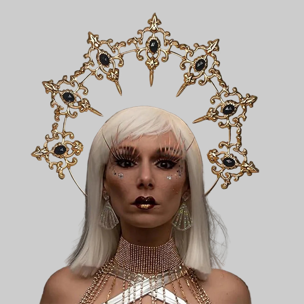 Regal Spiked Rhinestone Halo Headpiece