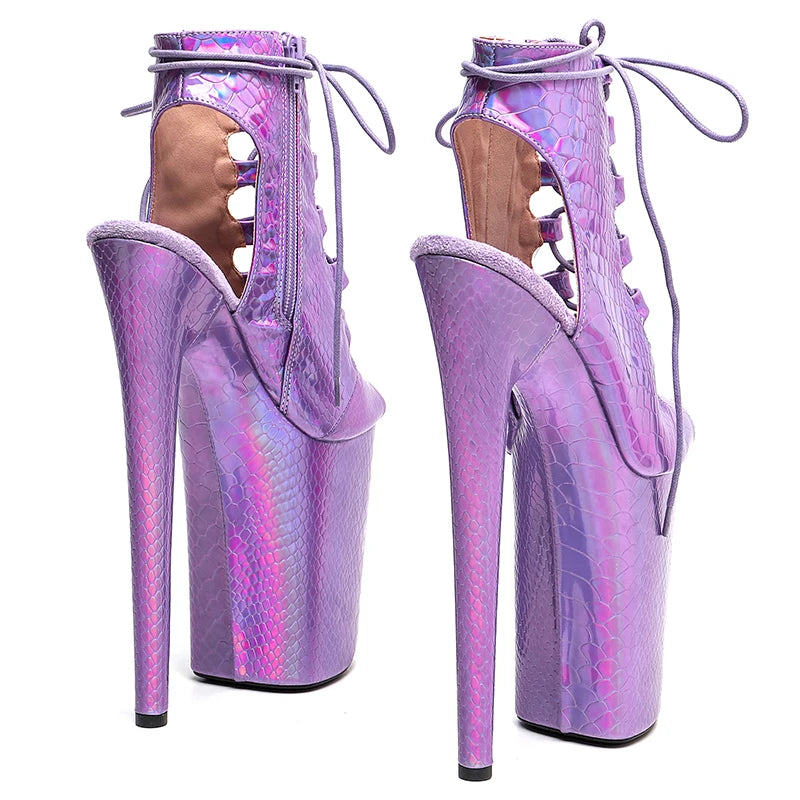 9-Inch Holographic Snake Ankle Boots