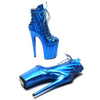 Holographic Lace-Up Pole Dance Boots – High Heel Stage Shoes