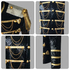 Sequin Military Jacket | Chain Detail