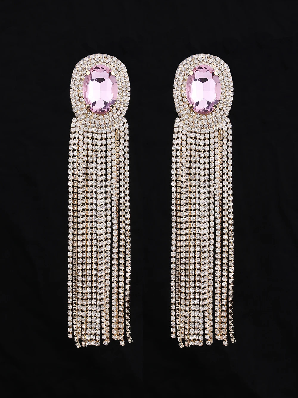 Long Rhinestone Drop Earrings | Clip or Pin