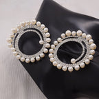 Statement Earrings | Pearl & Rhinestone Circles