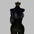 Rhinestone Fishnet Halter Crop Top