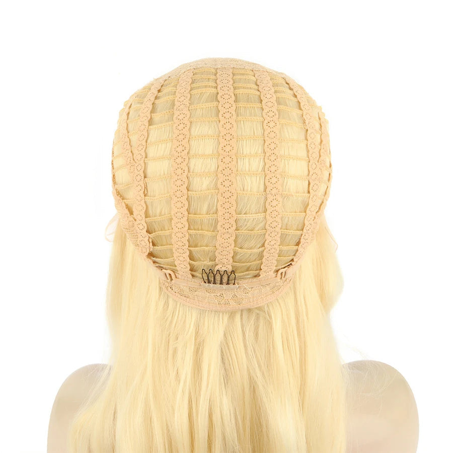26" Platinum Blonde Wavy Lace Front Wig - Heat Resistant Synthetic Wig for Performers