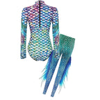 Mermaid Fish Scale Bodysuit & Fringe Leggings Set