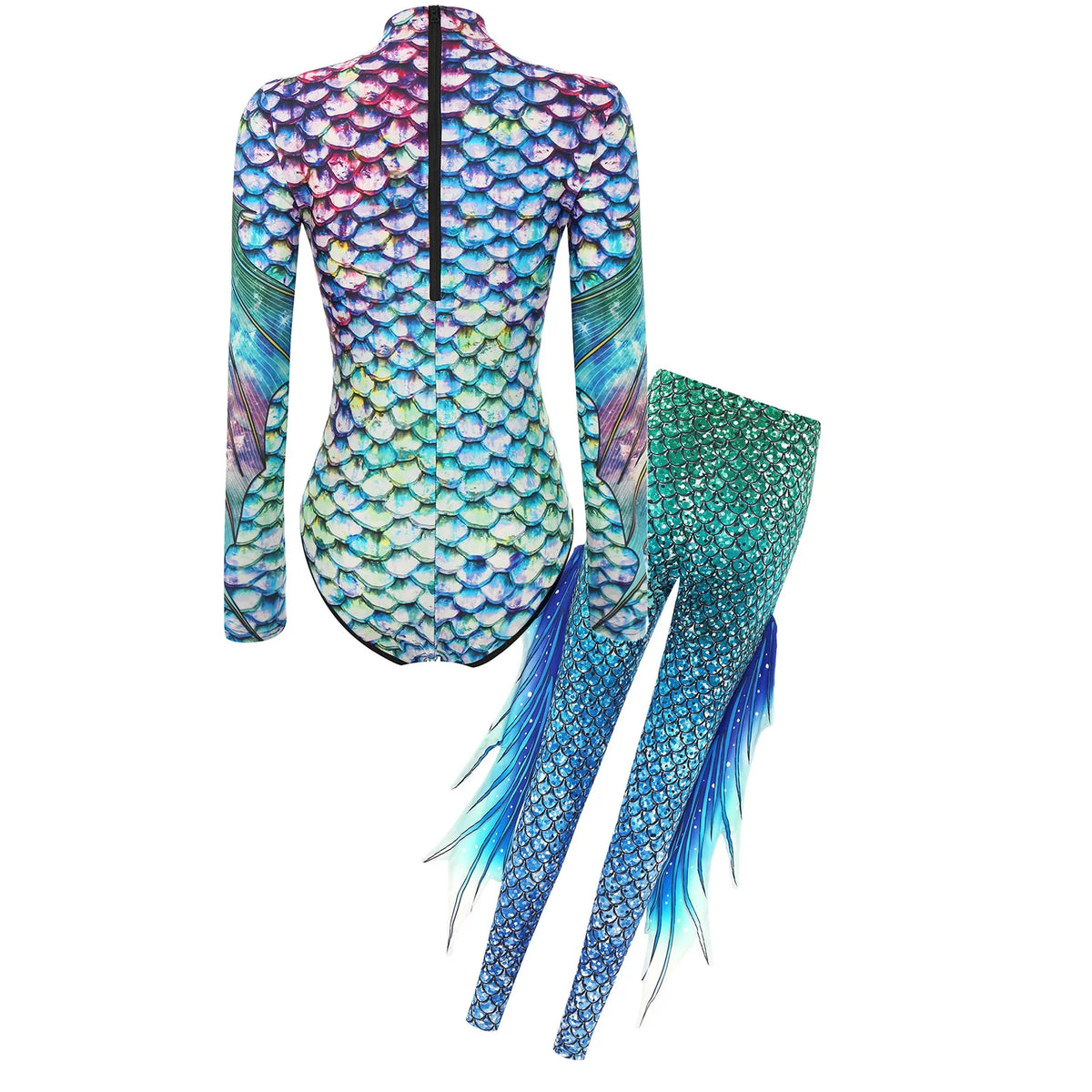 Mermaid Fish Scale Bodysuit & Fringe Leggings Set
